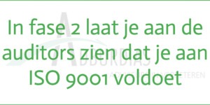 Citaat: In fase 2 laat je aan de auditors zien dat je aan ISO 9001 voldoet